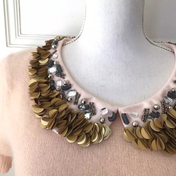 Anthropologie Corey Lynn Calter Peter-Pan Paillettes Sweater - Picture 3 of 7